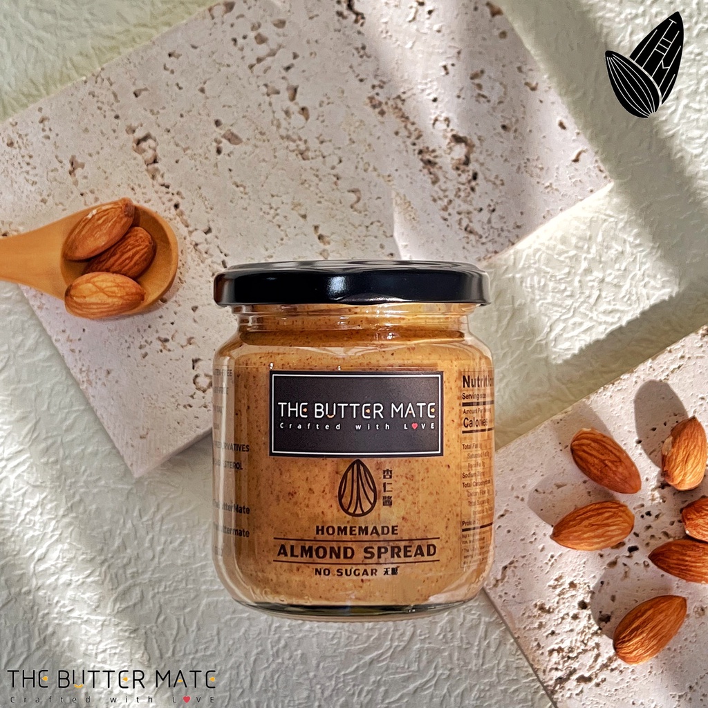 The Butter Mate Homemade Unsweetened Almond Spread 杏仁酱 - 190g | Shopee ...
