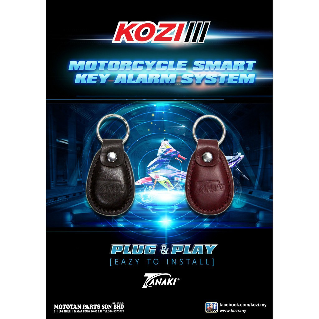 KOZI-TANAKI Motorcycle Smart Key Alarm System | Shopee Malaysia