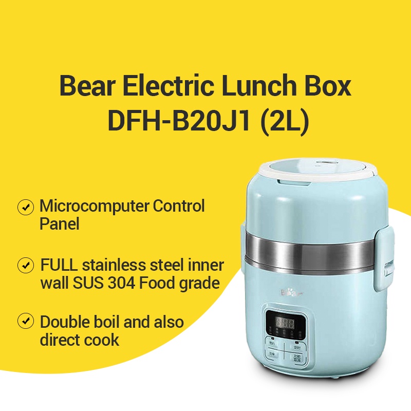 Bear DFH-B20J1] Lunch Box, Mini Rice Cooker, 2L, Electric Hot Pot