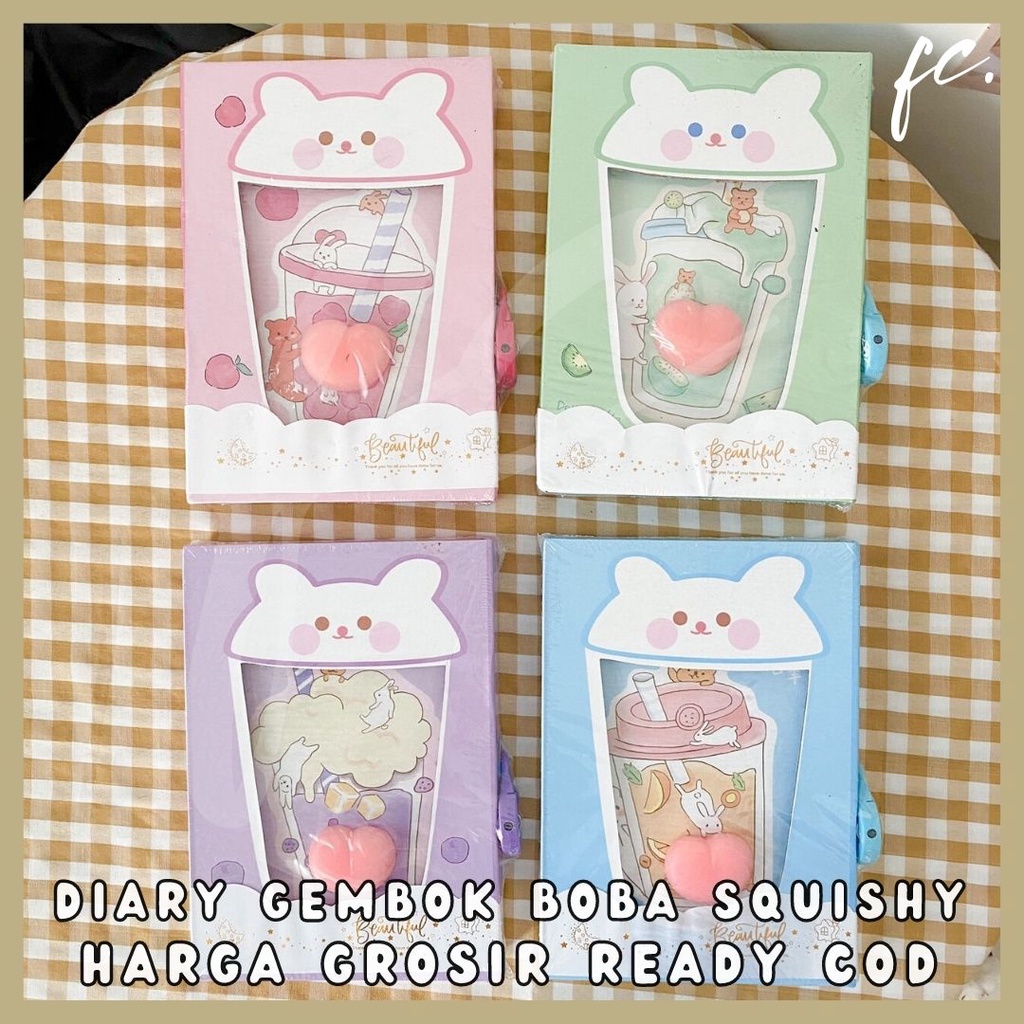 Diary Journal Book Letter Privacy Padlock + Mini Squishy Cute Motif ...