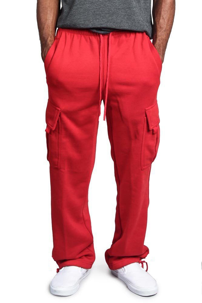 Fashion Men's Solid Color Long Casual Pants Multi-pocket Drawstring ...