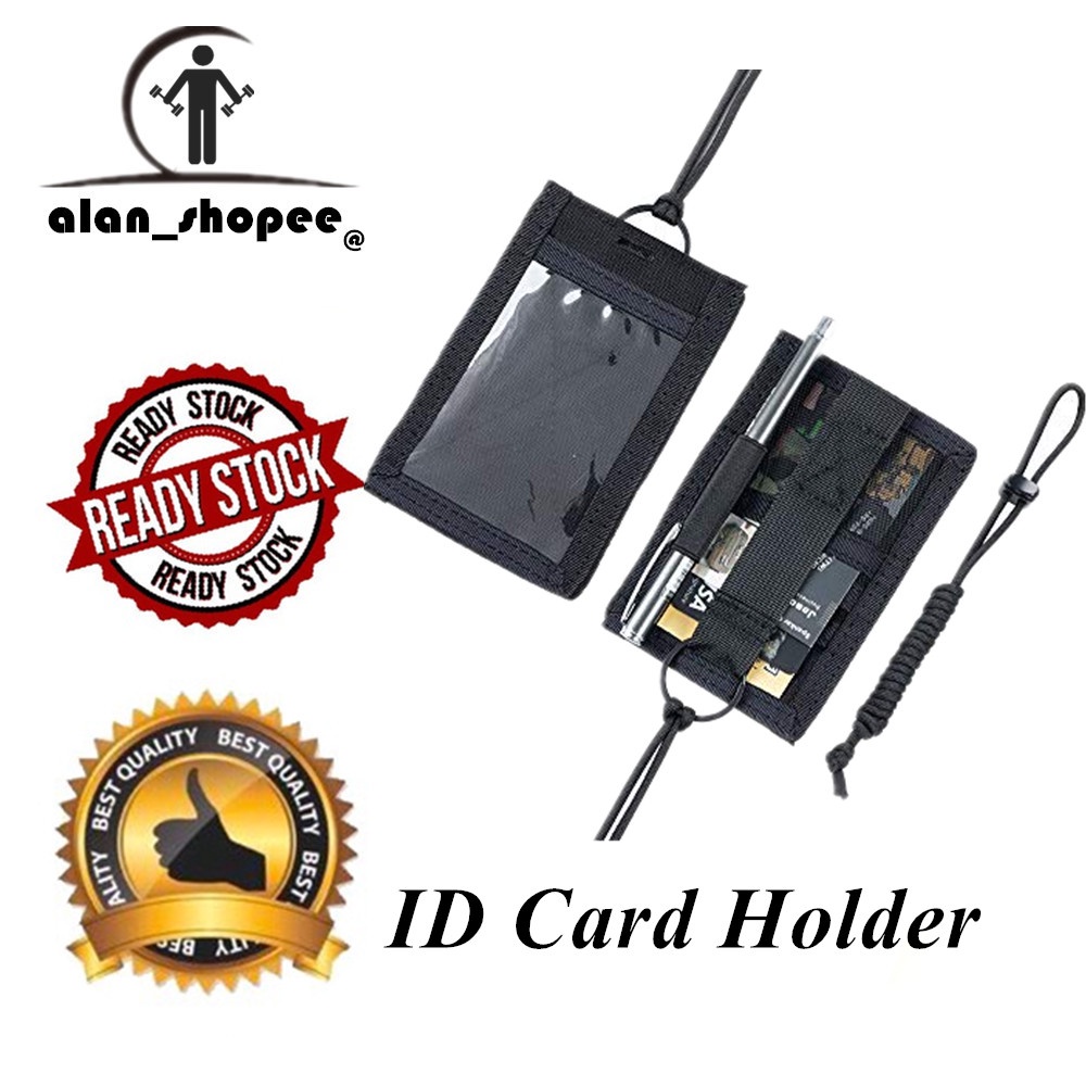 Tactical ID Card Holder Hook & Loop Patch Badge Holder Neck Lanyard Key