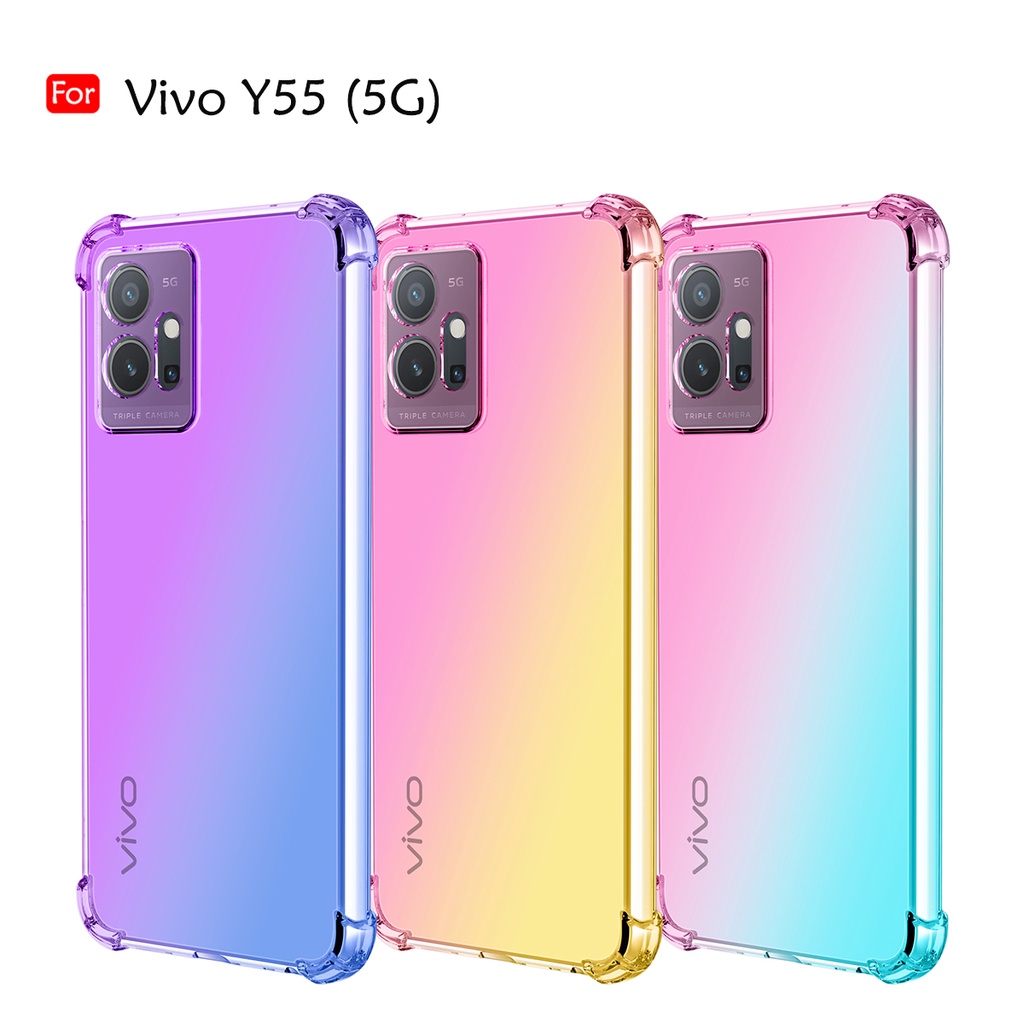 Vivo Y55 5G Rainbow Case Back Cover TPU Soft Silicone Casing Phone