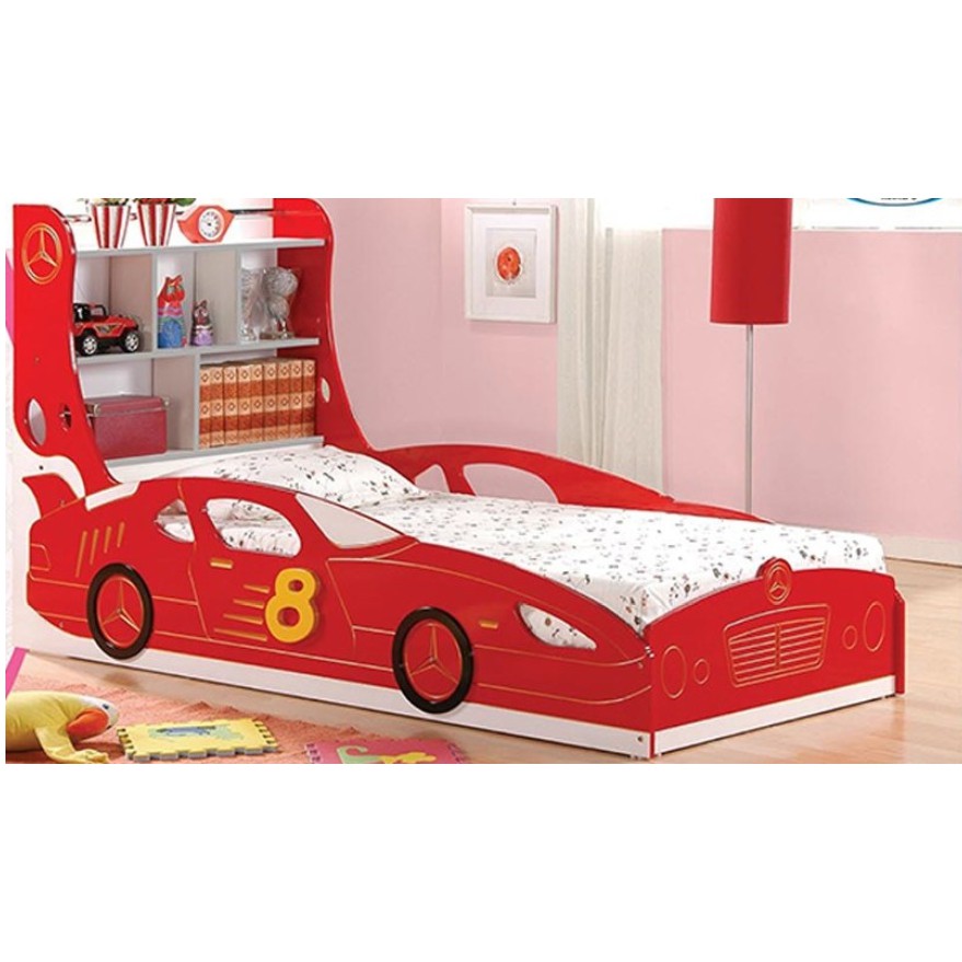 🏁Raikonen Race Car Single Bed with Shelves. Best Present Children Birthday. Available with