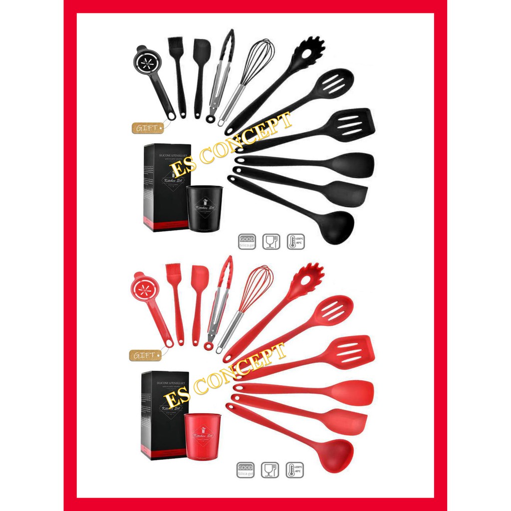12 pcs silicone cooking set Cooking tools Kitchen utensil set, senduk ...