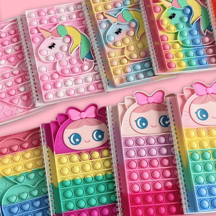 Kawai Pop It Unicorn Notebook Cartoon A5 Silicone Notebooks Student ...