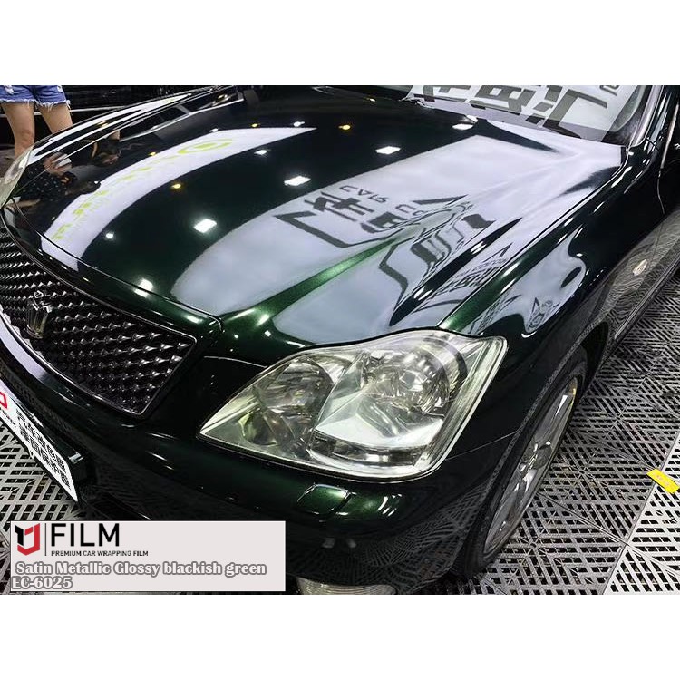 Satin Metallic Glossy blackish green wrap air free Yajiu Derek car wrap ...