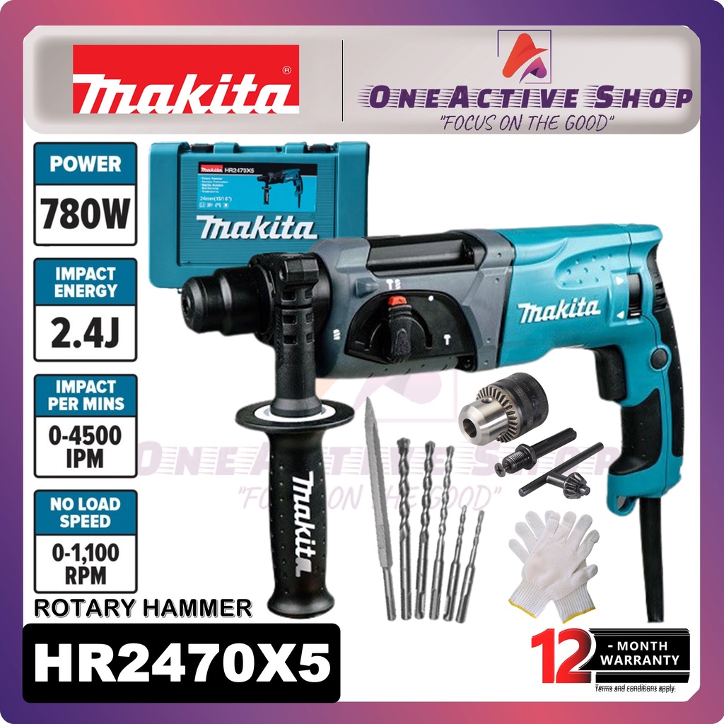 MAKITA Rotary Hammer 780W HR2470X5 - 1 Year Warranty (HR2470 | Shopee ...