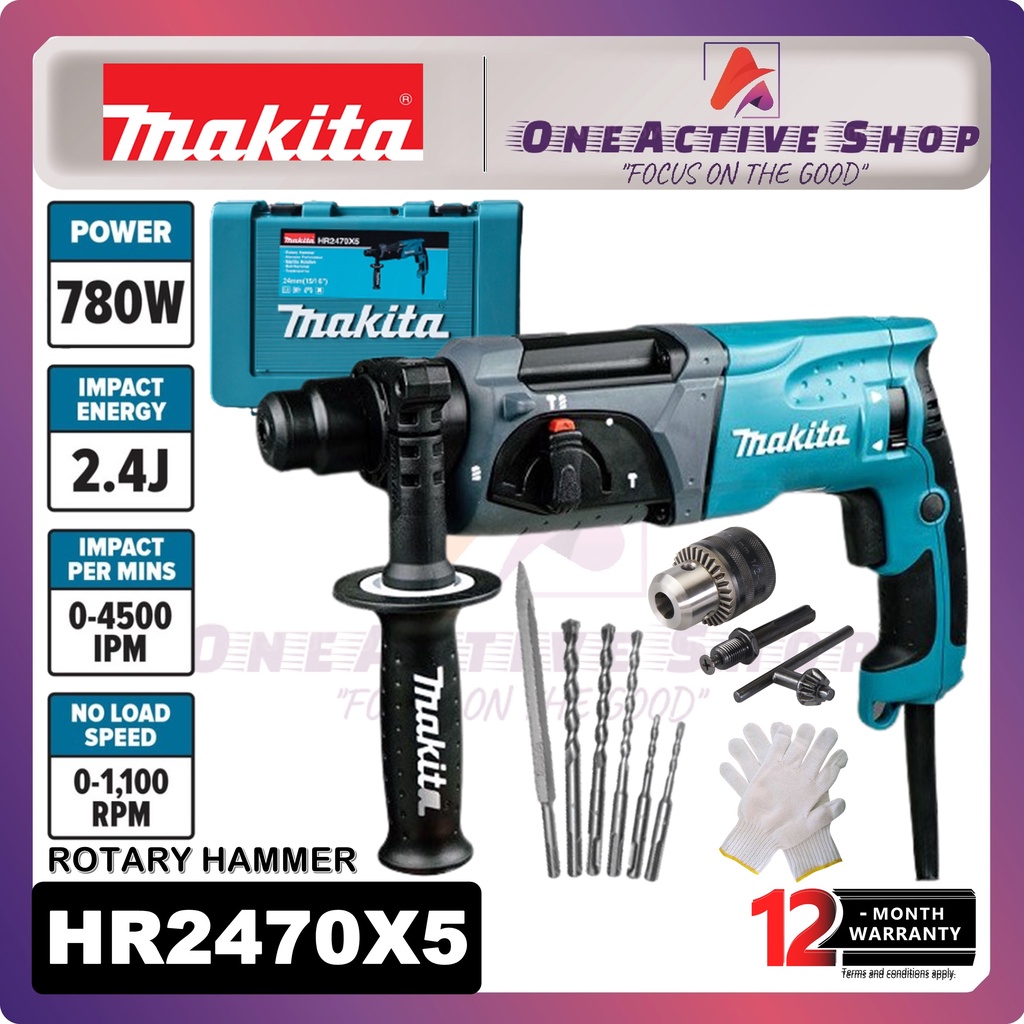 MAKITA Rotary Hammer 780W HR2470X5 1 Year Warranty (HR2470 Shopee