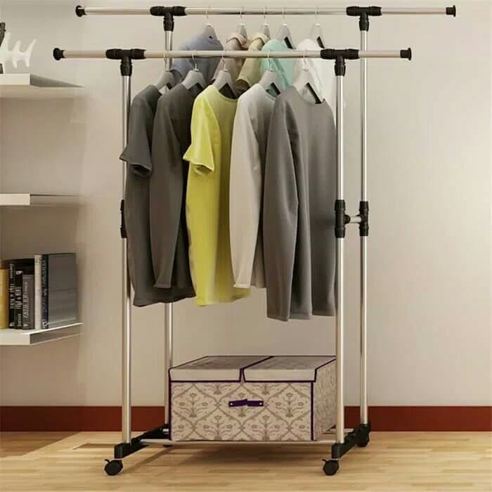 GANTUNGAN Clothes Hanger Standing Hanger Double POLE/Standing Hanger ...