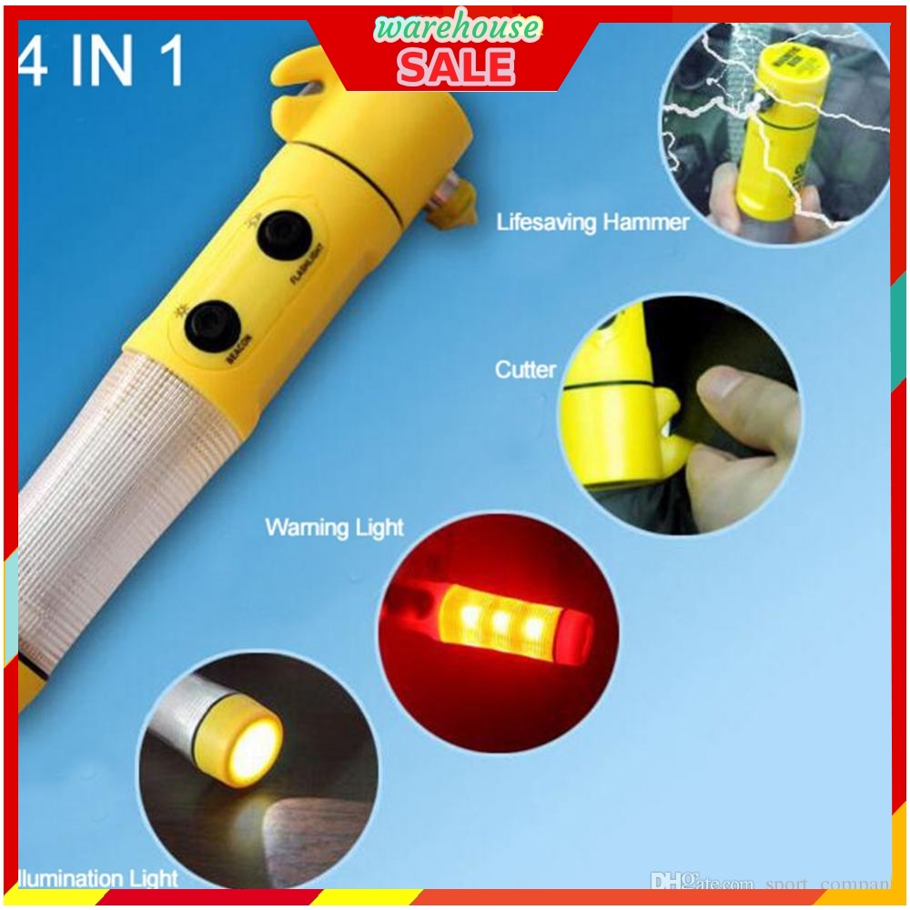 4 in1 LED Flashlight Auto Car Emergency Safety Escape Tools Torch Light