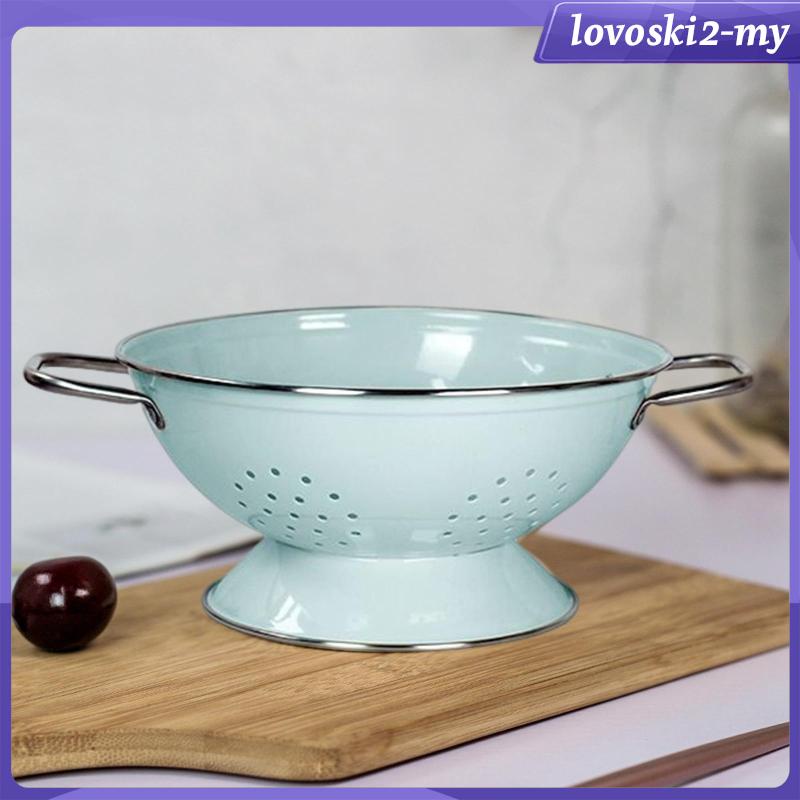 [lovoskiacMY] Enamel Coated Colander Strainer Bowl Plates, Vintage