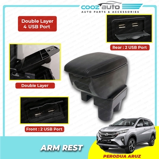 Car Perodua Aruz Double Layer Arm Rest Armrest 4 USB Console Red ...