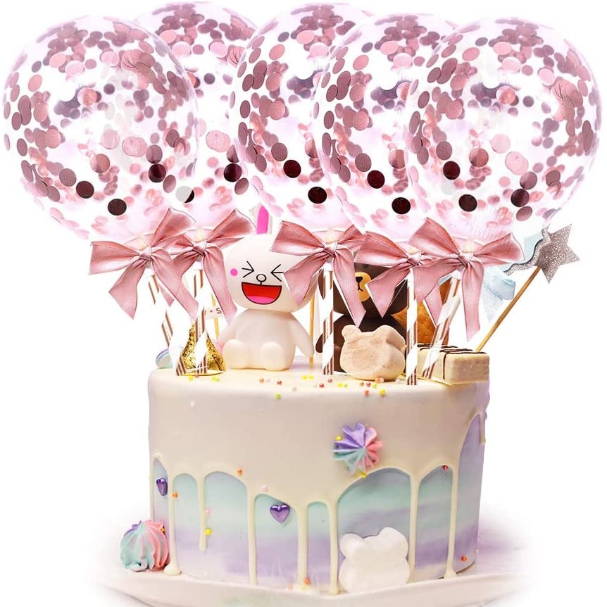 Happy Birthday Acrylic Cake Toppers Confetti balloon Cupcake Topper ...