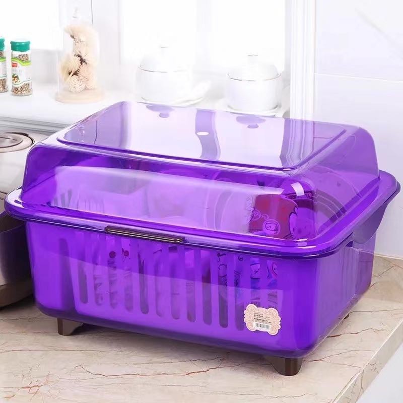 Innohut PP Dustproof Dish Drainer Kitchen Organizer Storage Drying Rack