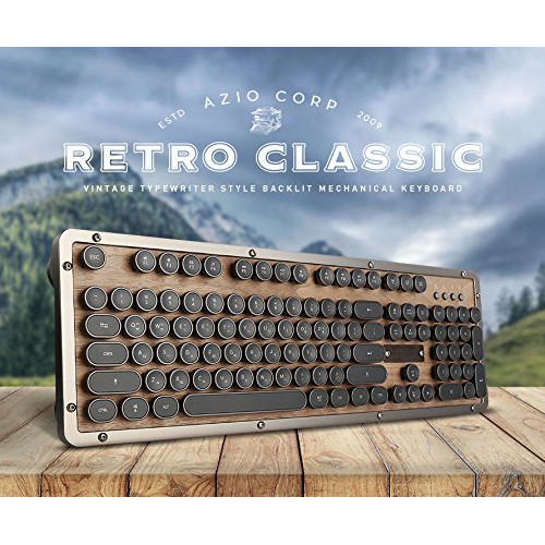 Azio MK-RETRO-W-01 Retro Classic USB Luxury Vintage Backlit Mechanical ...