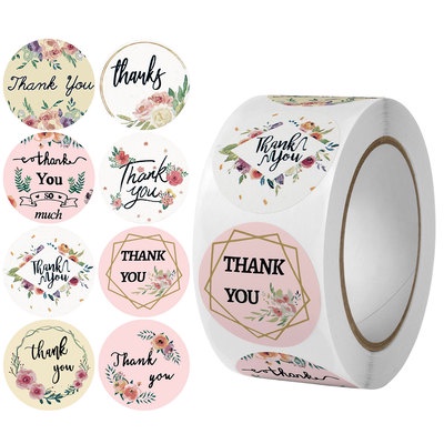 500pcs/roll Thank You Stickers Flower Sticker 2.5cm Hand Ledger Label ...