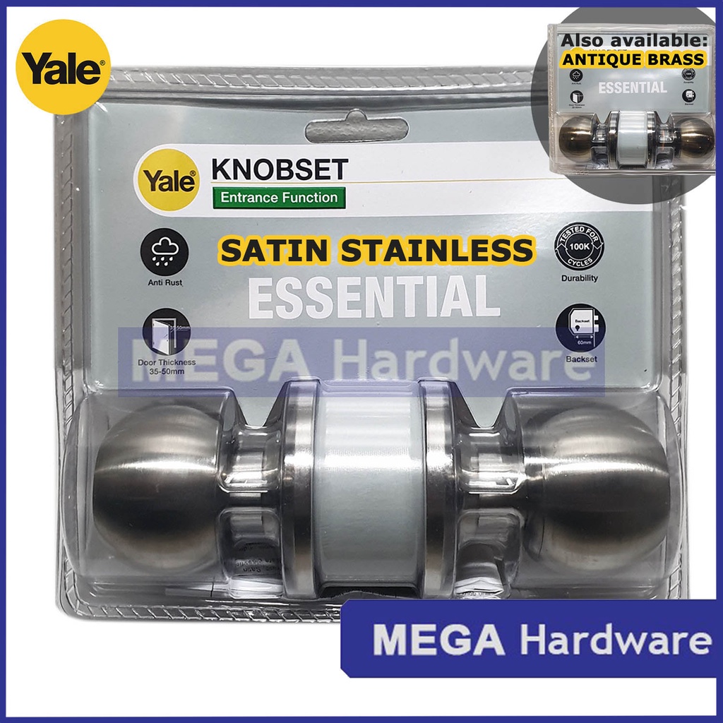 Yale Essential Lockset Door Knob (Stainless or Antique Brass) | Shopee ...