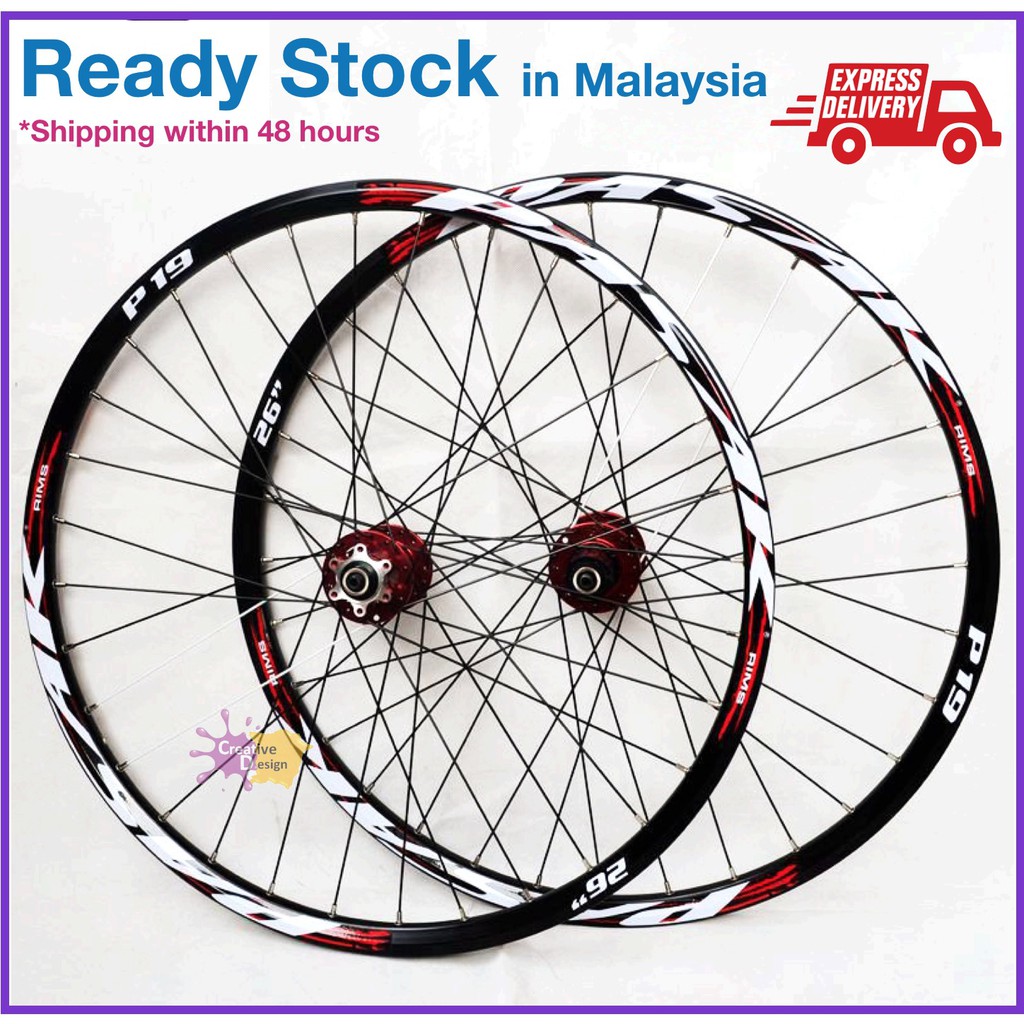 PASAK P19 MTB Mountain Bike Bicycle Front 2 Rear 4 Sealed Bearings Hub Wheel Wheelset Rim Shopee Malaysia