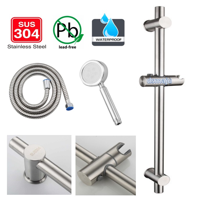 Stainless Steel Adjustable Rising Bar Shower Head Holder Bar High
