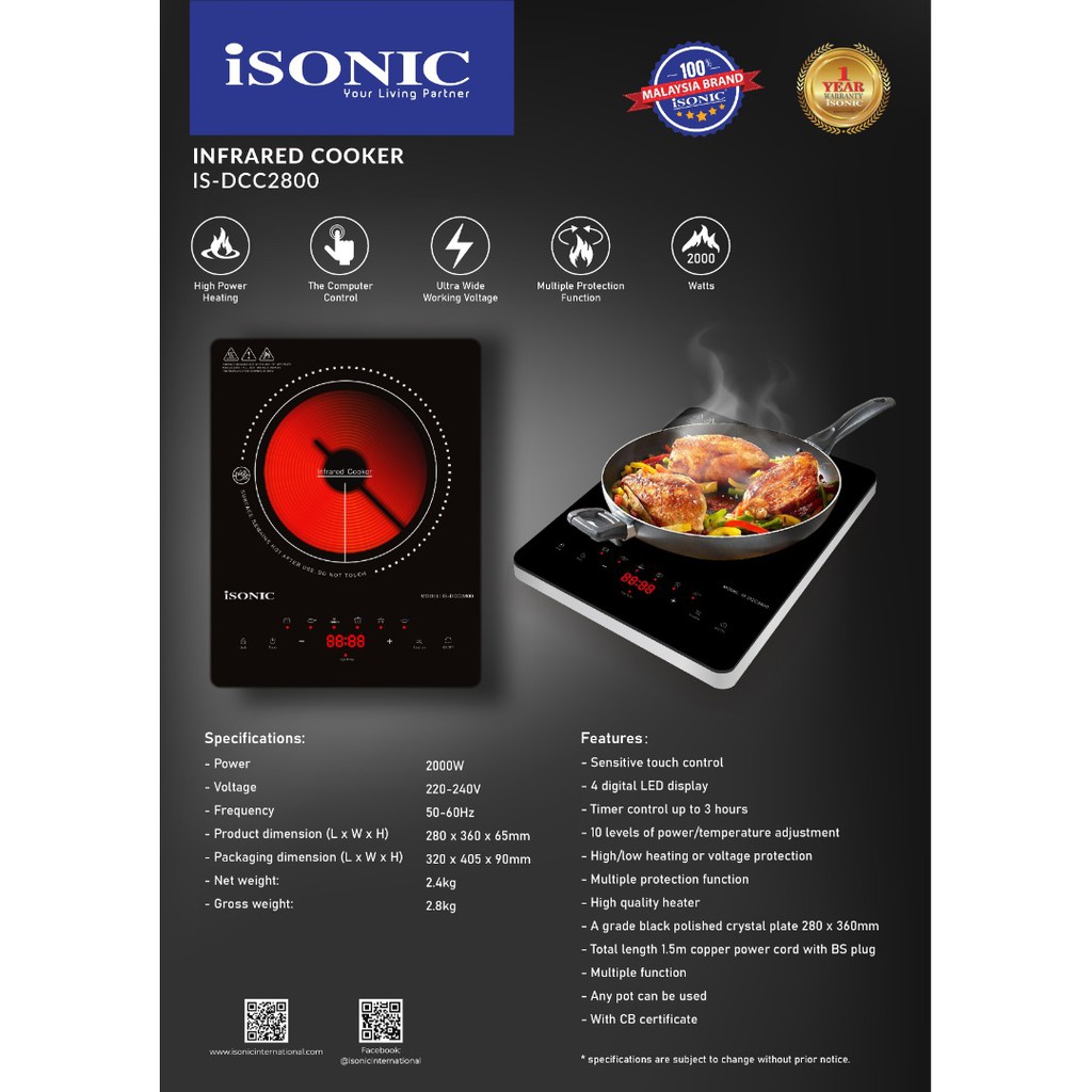ISONIC CERAMIC COOKER INFRARED COOKER IS-DCC2800 | Shopee Malaysia