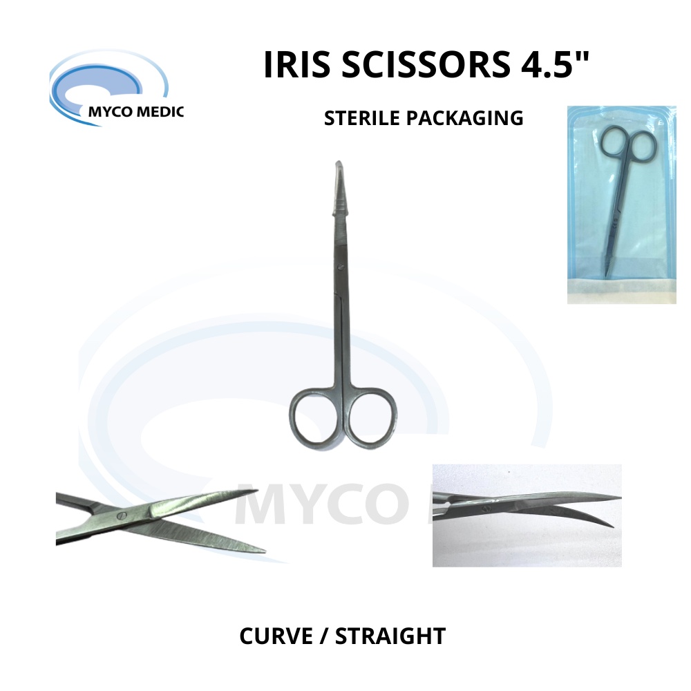 Iris Scissors 4.5" / Straight / Curve Sterile Packaging Shopee Malaysia