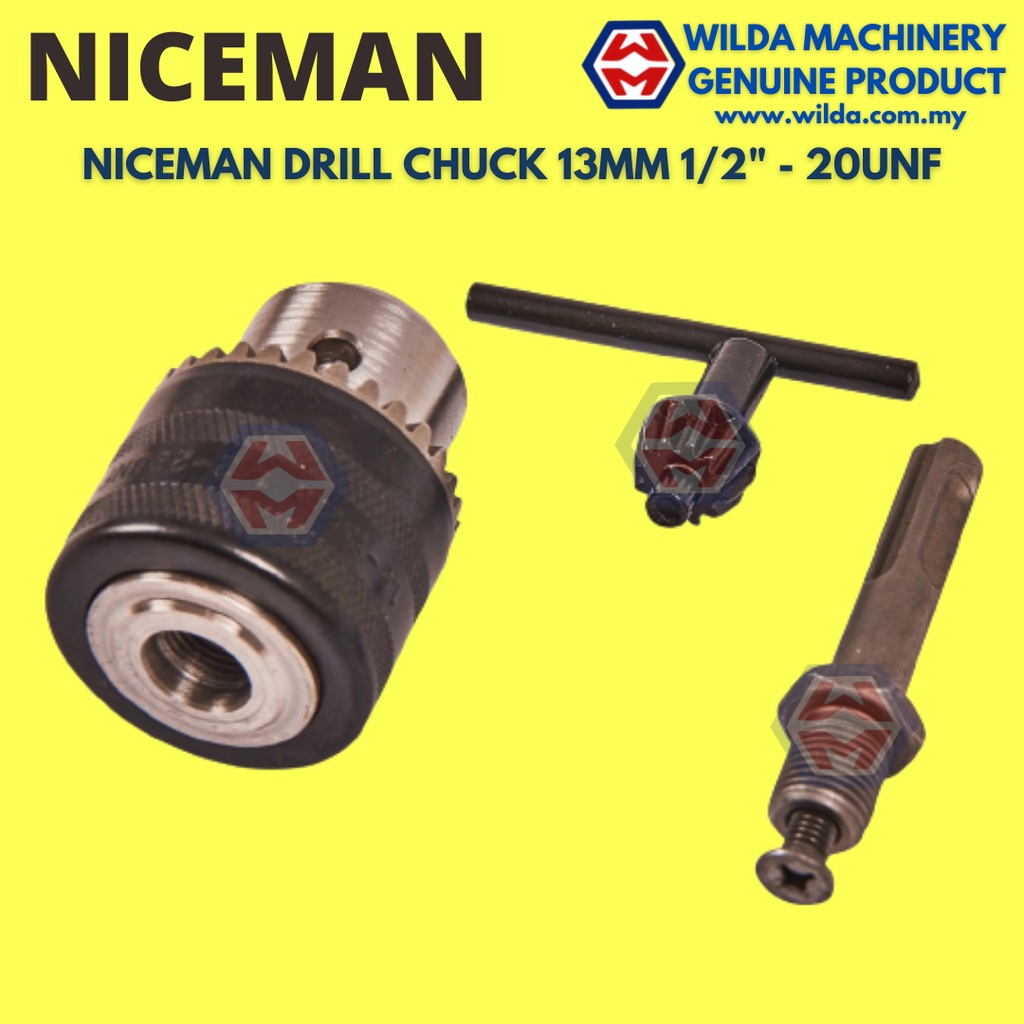 NICEMAN Drill Chuck Key Set. Chuck & Key for Machine. 3pcs Drill Chuck