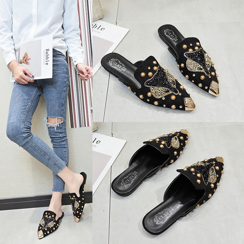 Mule flat shoes best sale