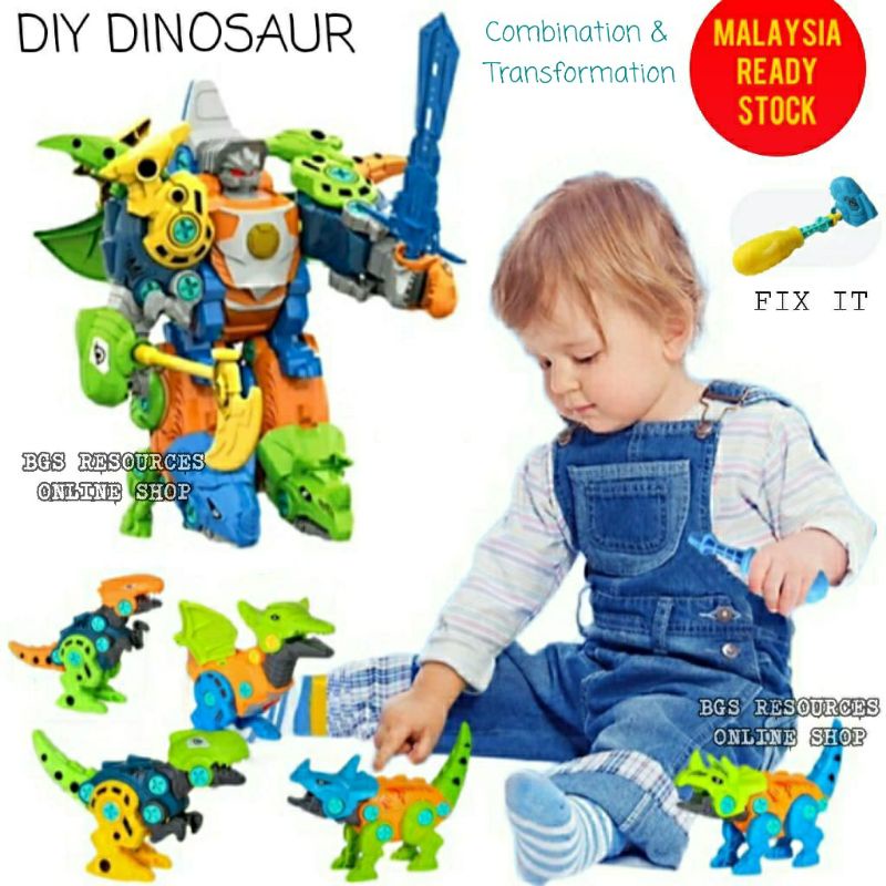 Dinosaur Toy Turn The Screw DIY Dinosaur 5in1 with Screwdriver Dinosaur