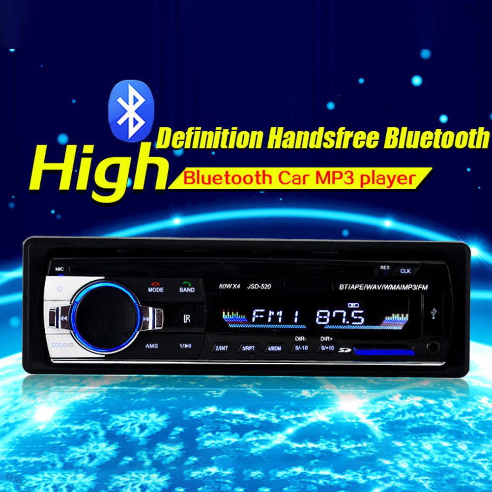 Bluetooth Car MP3 Player Audio Stereo 4X60W Car Radio 12V Indash 1 Din