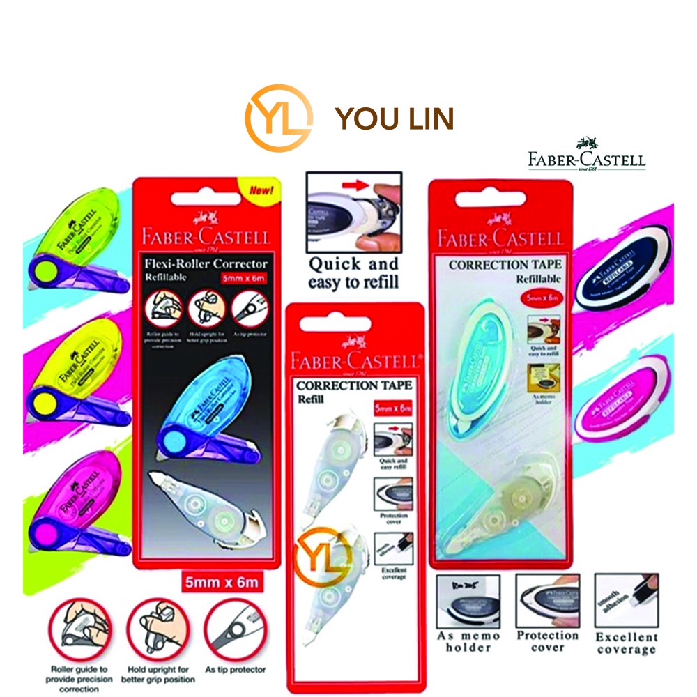 Faber Castell Correction Tape + Refill / Flexi Roller Corrector (169102