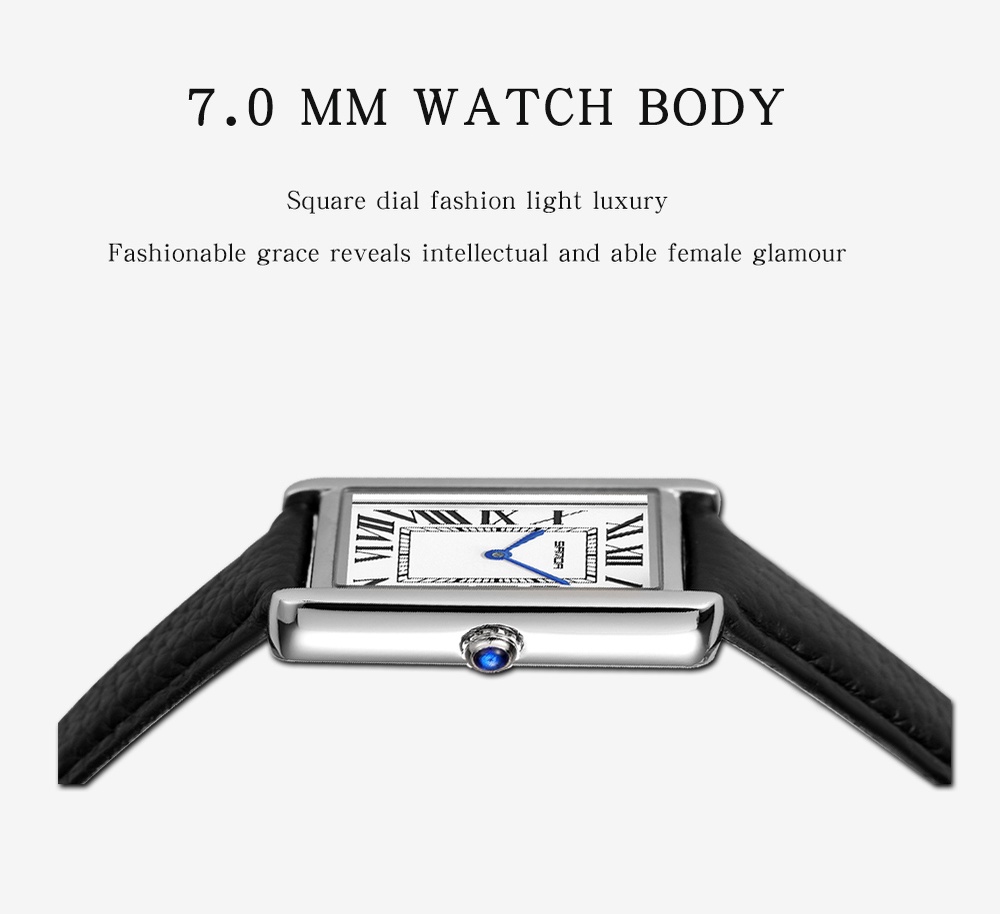 Sanda Rectangular Wrist Watches for Women Silver Case Ladies Watches ...