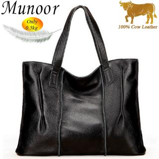 Munoor 100 Genuine Cow Leather Women Tote Bag Light Weight