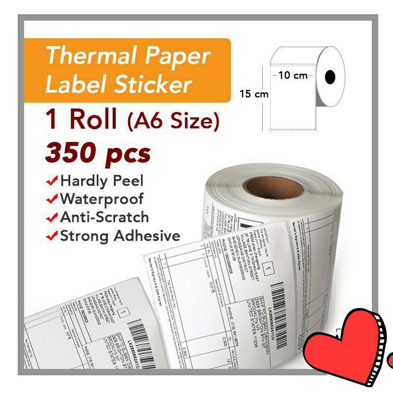 Thermal Paper Label A6 Size (350 PC) 10x15 cm Sticker Shipping Courier ...
