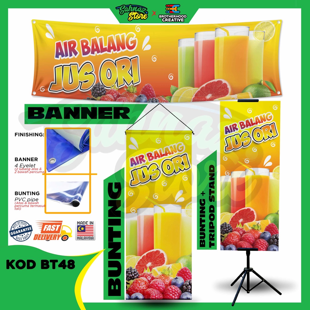 Bunting Banner AIR BALANG JUS ORI untuk produk / perkhidmatan anda High ...