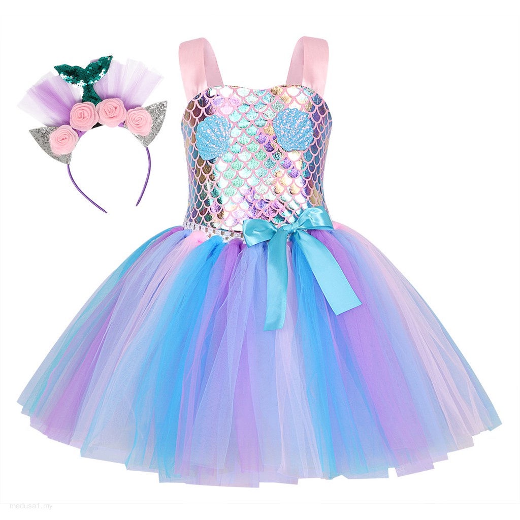 Baby Girl Mermaid Dress Halloween Cosplay Costume Girl Princess