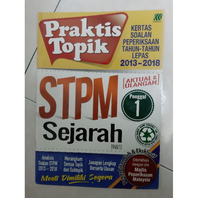 Buku Latihan STPM Sejarah Penggal 1 | Shopee Malaysia