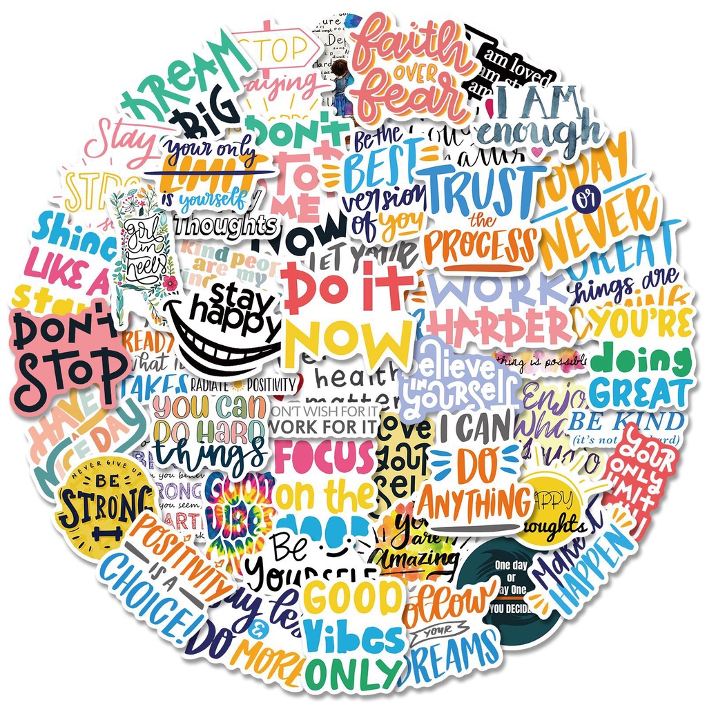INSPIRATIONAL QUOTES 50 pcs Waterproof Non Repeating Stickers Pack ...