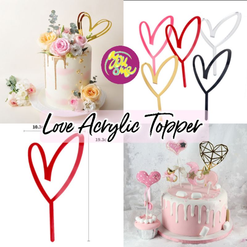 Love Heart Acrylic Cake Topper / Love Acrylic Topper / Love Cake Topper ...