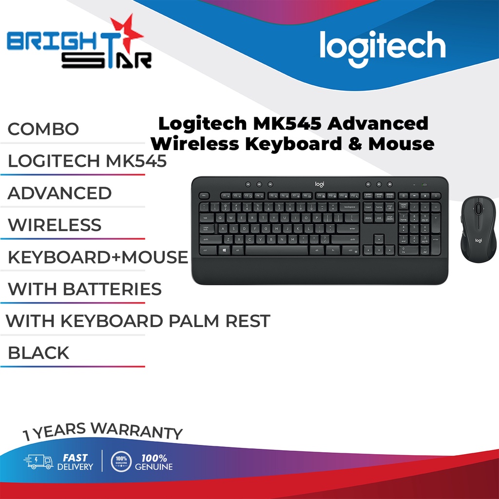 Logitech MK545 Advanced Wireless Keyboard & Mouse Combo (920-008696 ...