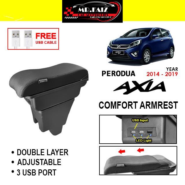 Perodua AXIA [20142019] Car Arm Rest Armrest 2 Layer 7 USB Shopee