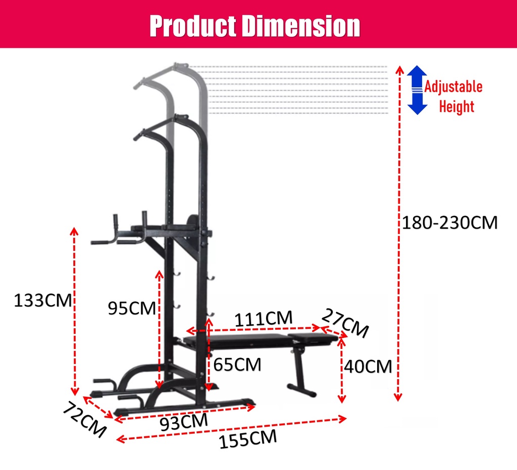 ADSports F11 Upgrade Gym Dip Chin Up Pull Up Machine WeightLifting ...