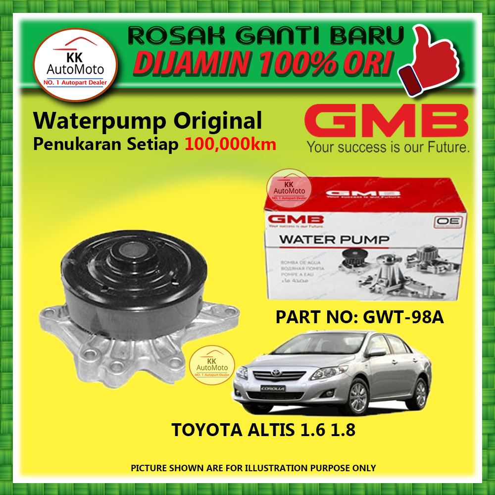 TOYOTA ALTIS 1.6 1.8 ZZE121 ZZE122 1ZZ FE ORIGINAL GMB WATER PUMP [GWT