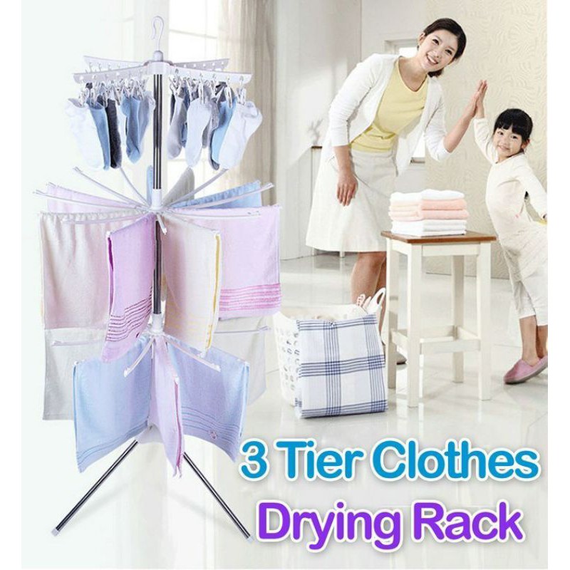 3 TIER CLOTHES DRYING RACK (WHITE) | Shopee Malaysia