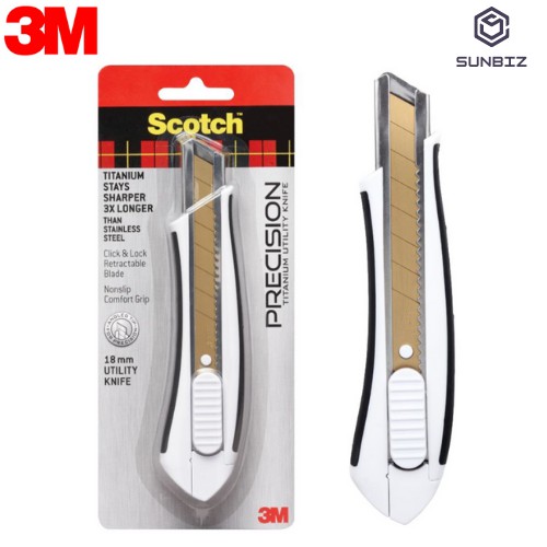 3M Scotch 18mm Precision Titanium Utility Knife Hand Cutter or refill ...