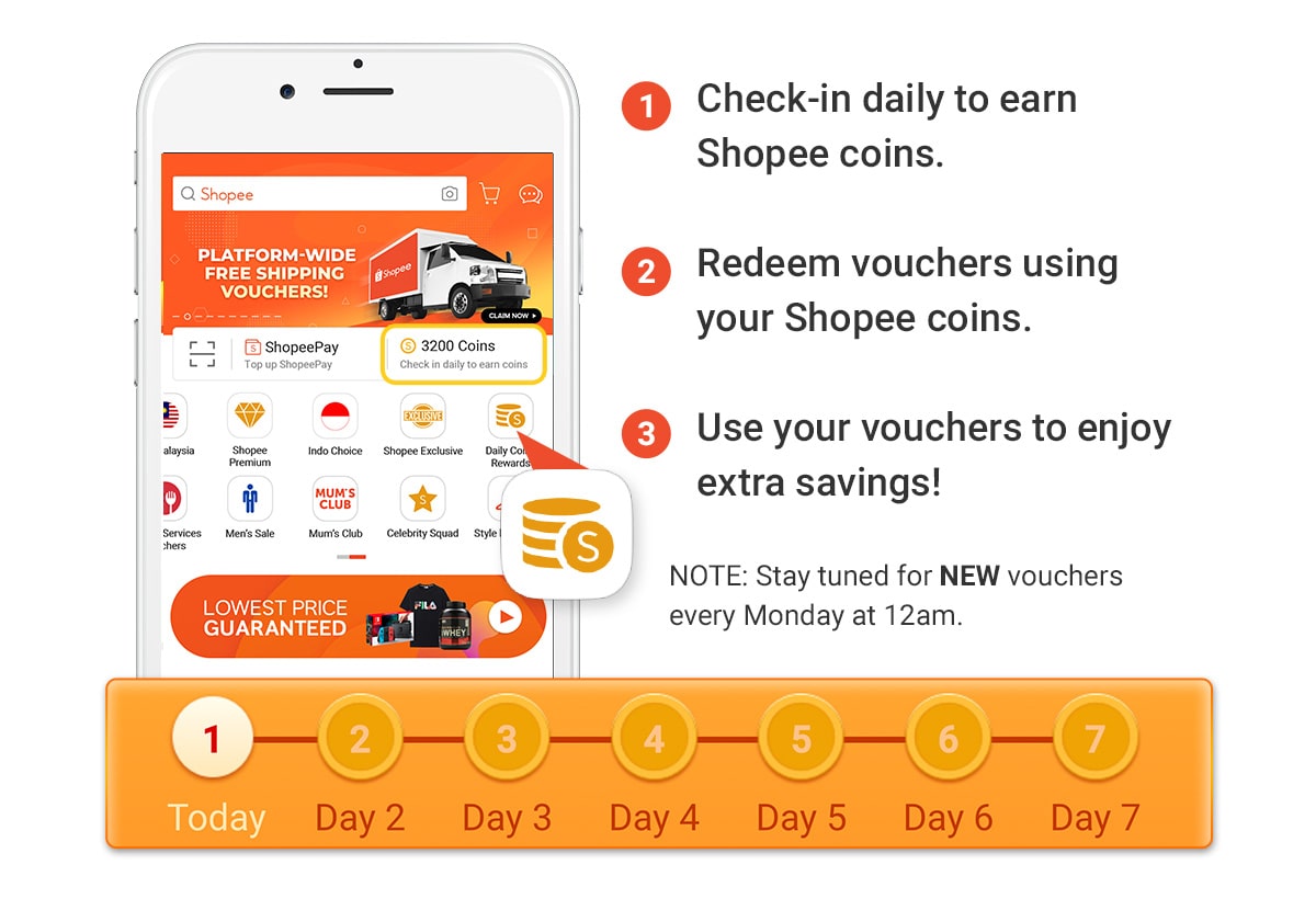 Shopee Daily Coins Rewards