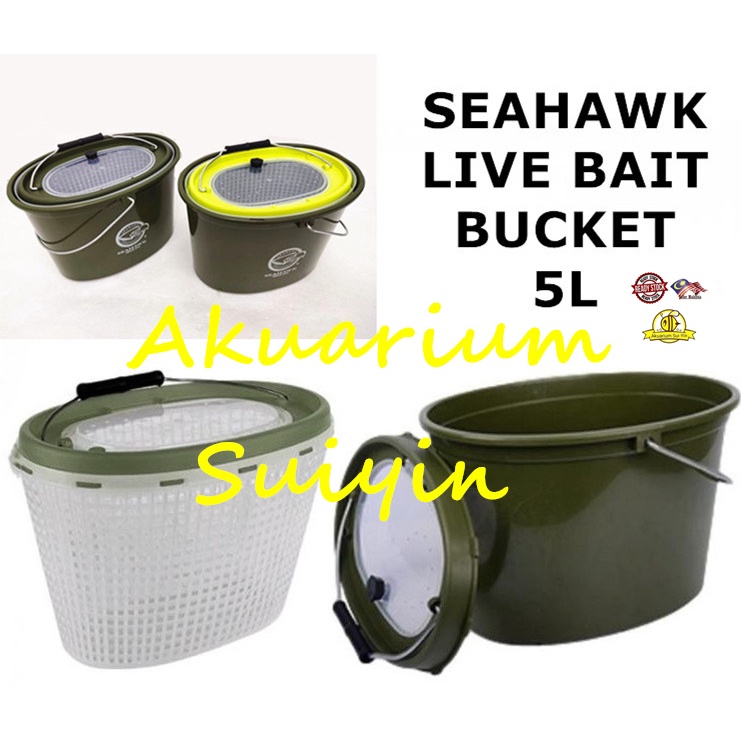 SEAHAWK LIVE BAIT BUCKET 5L TACKLE FISHING BAG MB9325