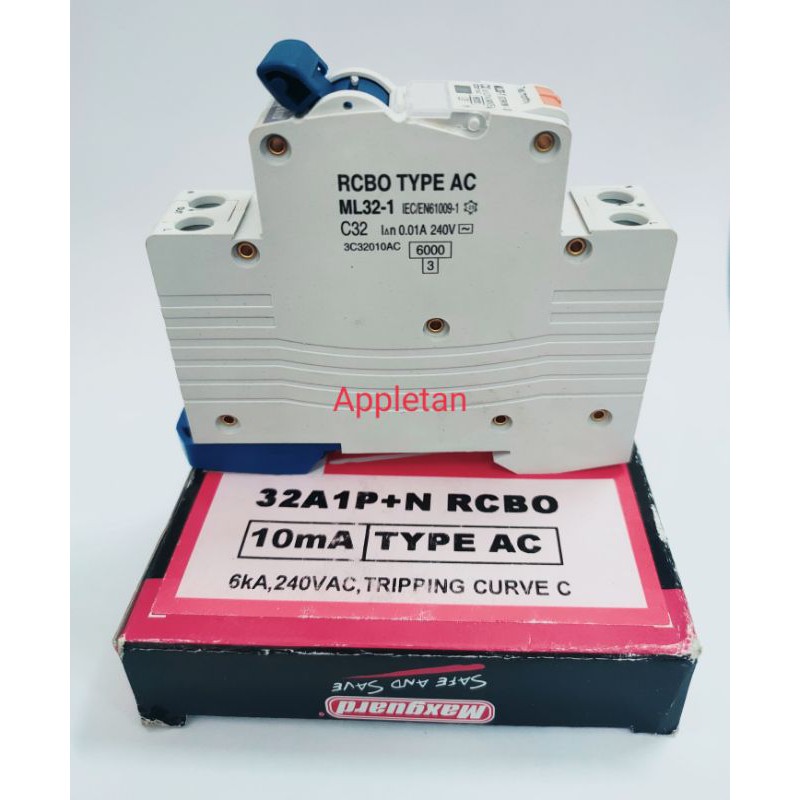 (Ready stock!) Maxguard RCBO Din rail type 2pole 20A/32A 0.01 (module ...