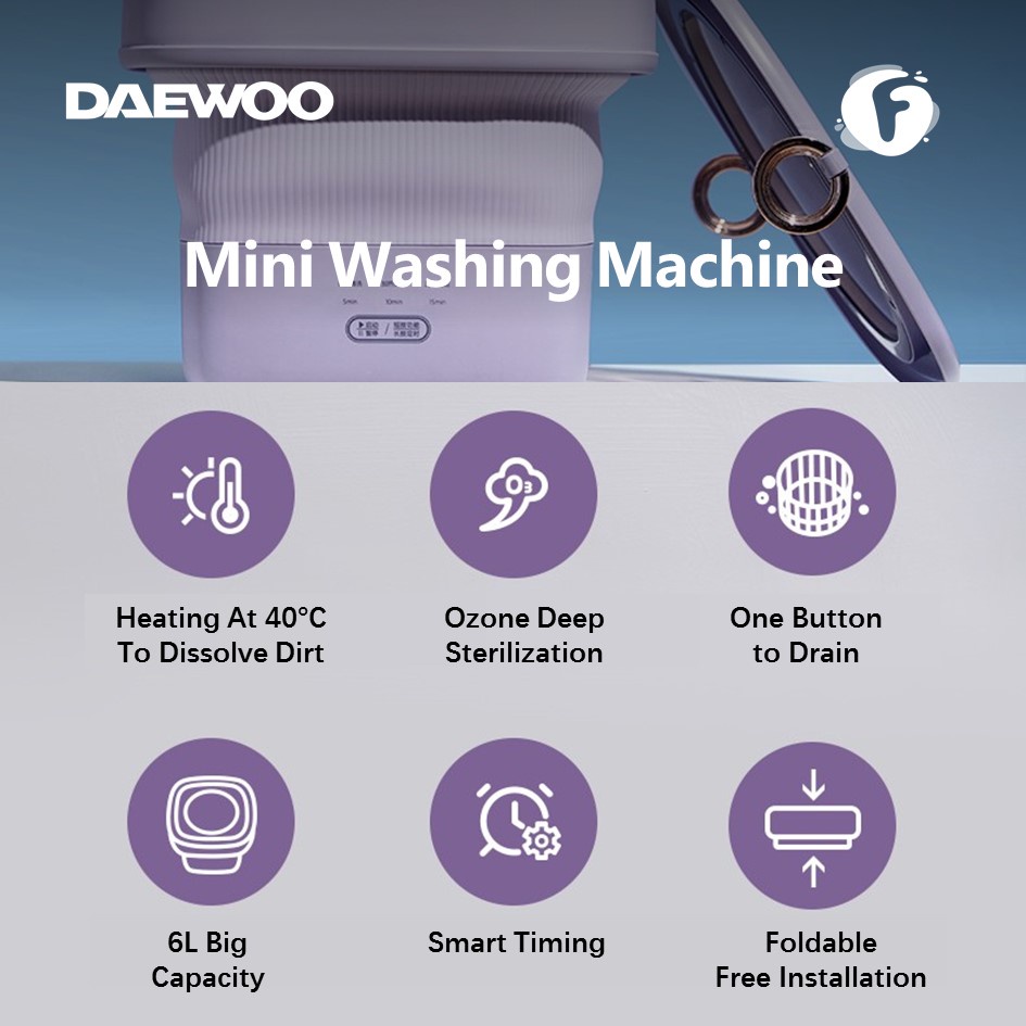 DAEWOO Folding Washing Machine Mini Underwear Washing Machine Portable