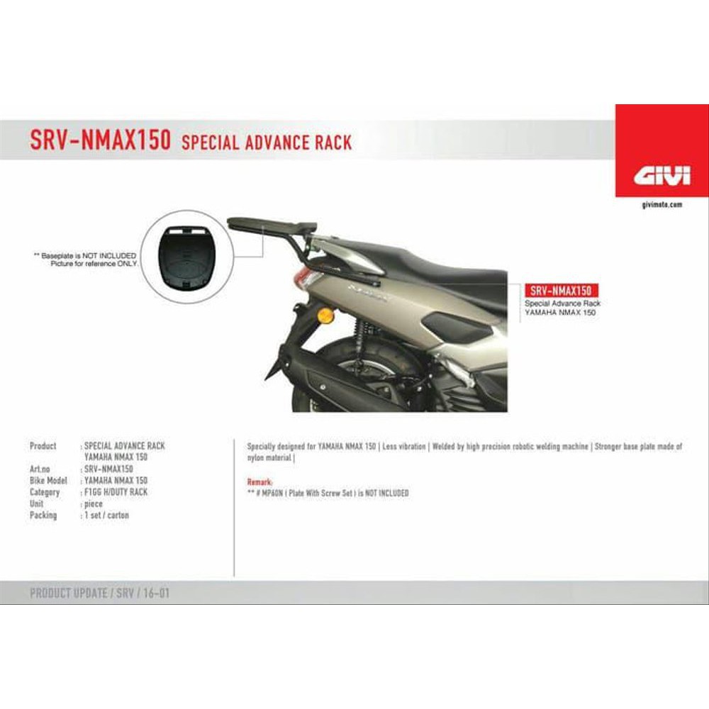 GIVI YAMAHA NMAX 155 NEW 2020 SPECIAL ADVANCE RACK SRV / NMAX 155 OLD ...